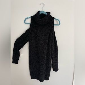 Black cold shoulder sweater dress